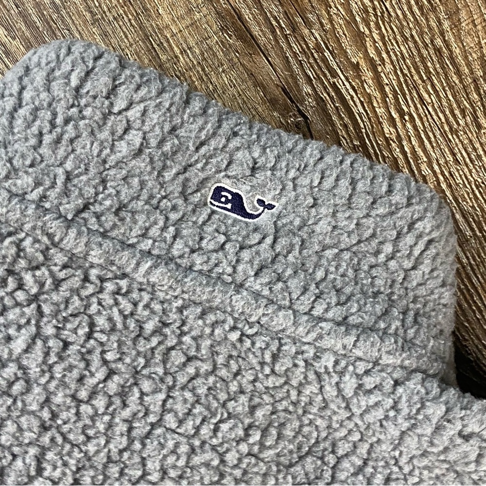 Vineyard Vines Fleece Women M Gray 1/2 Zip Mock Neck Pullover Sweater Warm Cozy - Picture 9 of 9